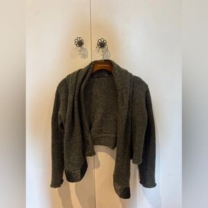 Gray Women's Sweater with Black Accents